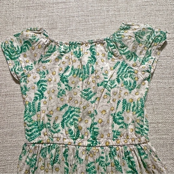 GYMBOREE Daisy Cotton Dress Green Yellow White Lined Floral Peasant Girl S 5-6 - Picture 2 of 13